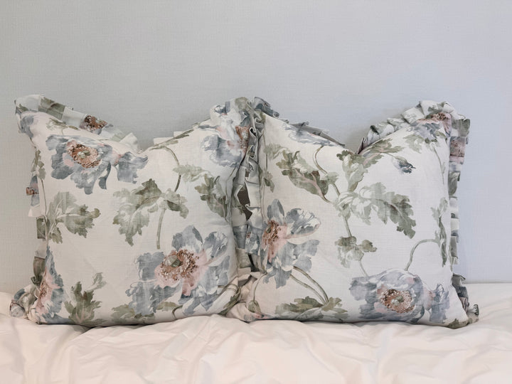 Ticking Pleated Ruffle Pillow  Set of 2