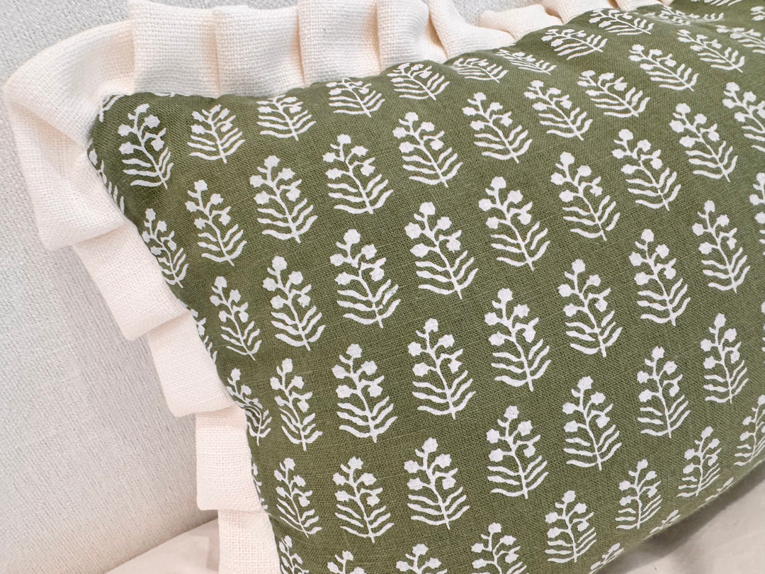 Ticking Pleated Ruffle Pillow  Set of 2