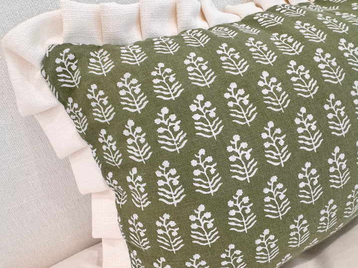 Ticking Pleated Ruffle Pillow  Set of 2