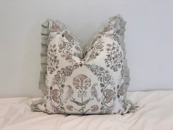 Ticking Pleated Ruffle Pillow  Set of 2