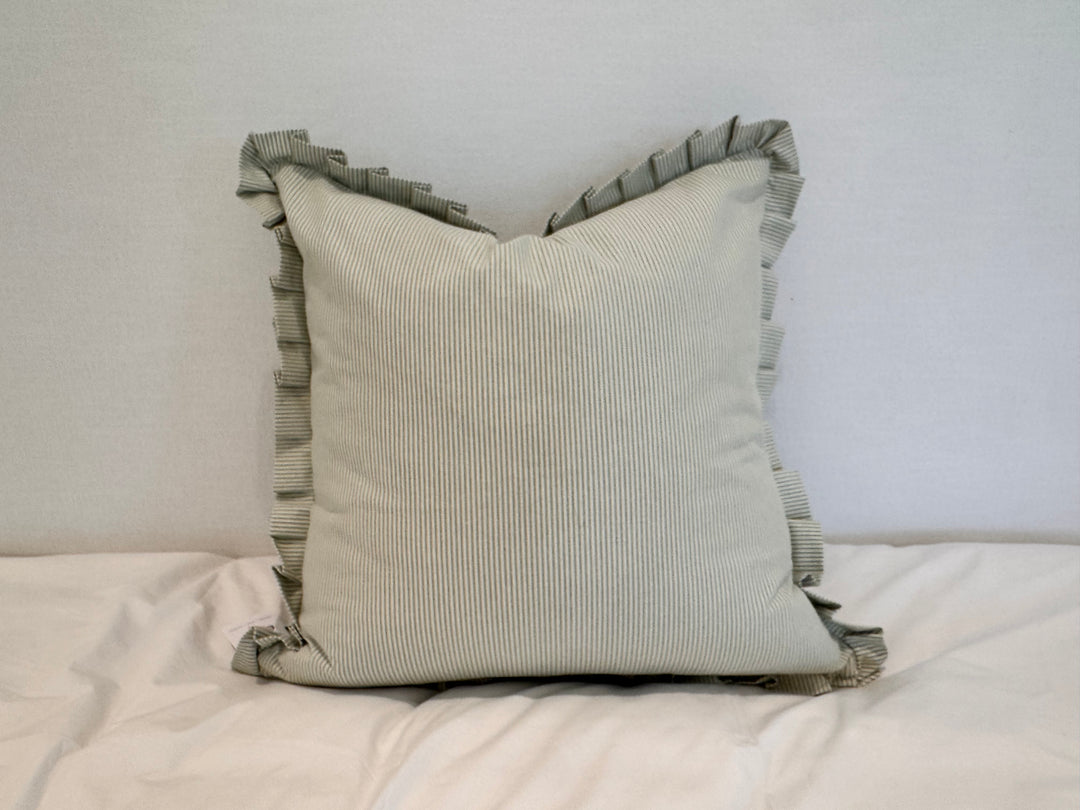 Ticking Pleated Ruffle Pillow  Set of 2