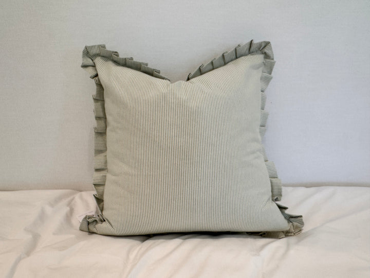 Ticking Pleated Ruffle Pillow  Set of 2