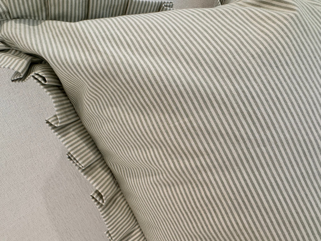 Ticking Pleated Ruffle Pillow  Set of 2