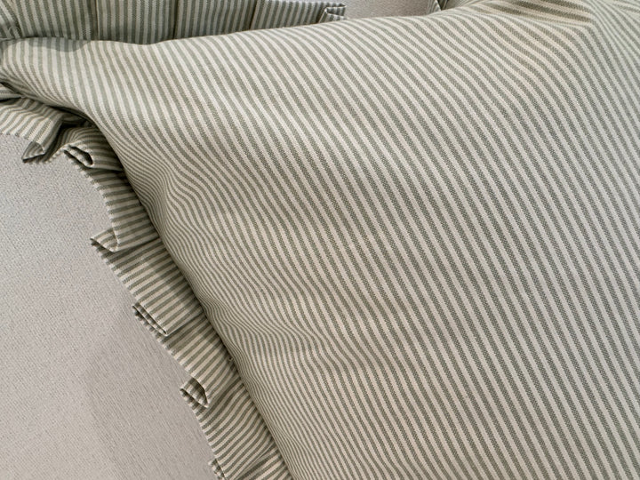 Ticking Pleated Ruffle Pillow  Set of 2