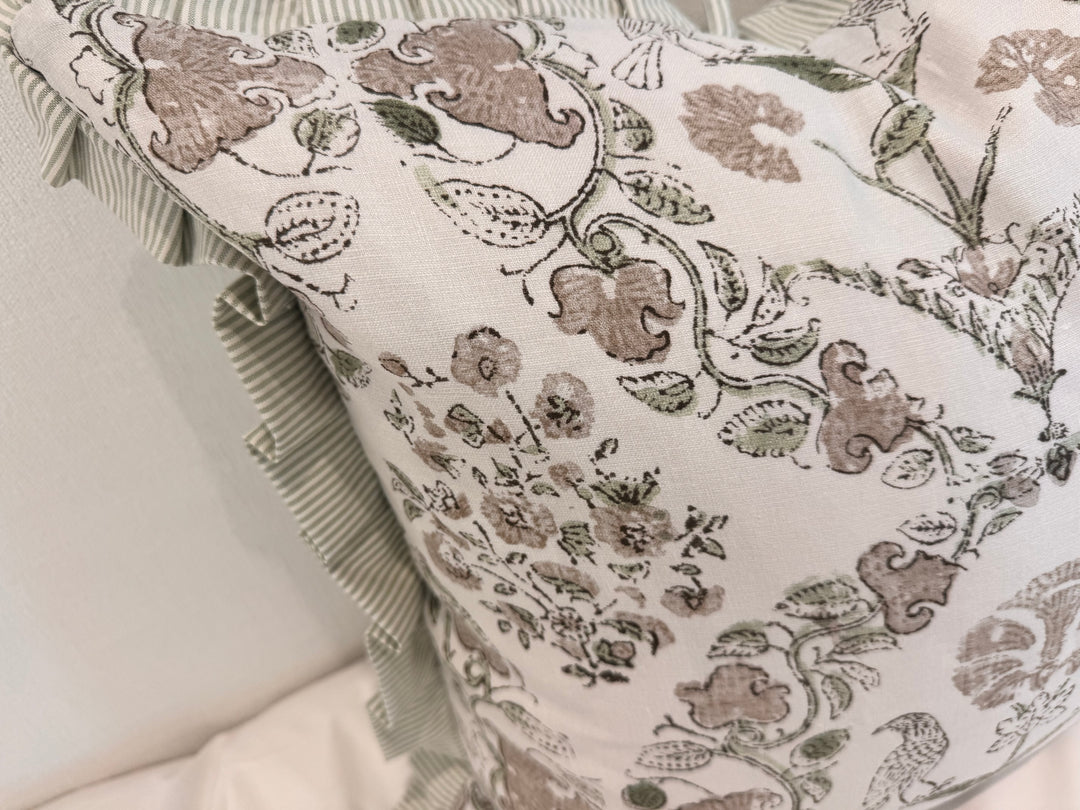 Ticking Pleated Ruffle Pillow  Set of 2