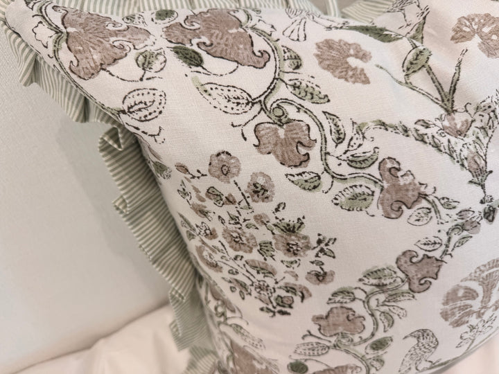 Ticking Pleated Ruffle Pillow  Set of 2