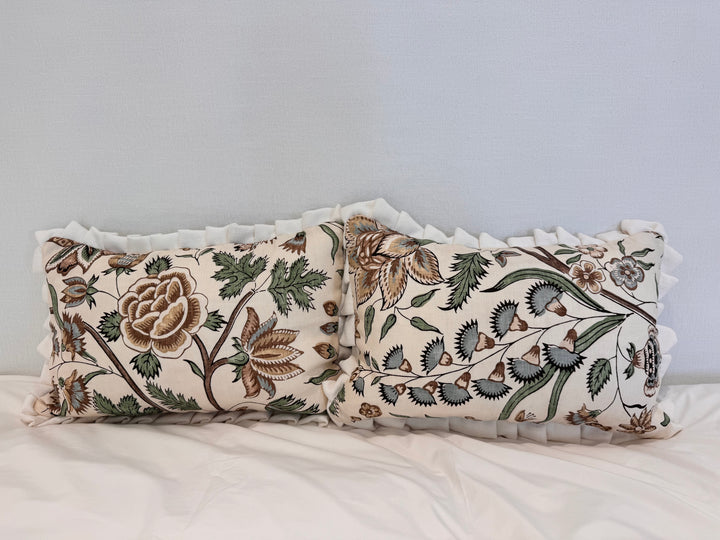 Ticking Pleated Ruffle Pillow  Set of 2