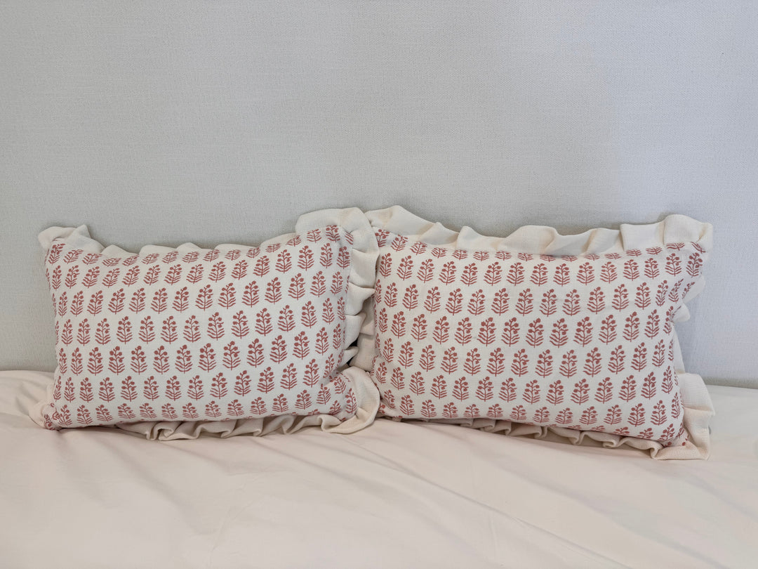 Ticking Pleated Ruffle Pillow  Set of 2